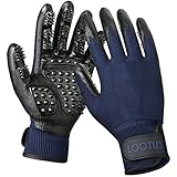 LOOTUS Pet Grooming Glove Mitt for Dogs Cats and Horses with Long and Short Fur, Enhanced 5 Finger Design Deshedding Hair Remover Massage Tool Pet Gloves