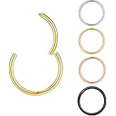 4Pcs 16G 18G 20G Surgical Steel Nose Rings Hoops Hinged Clicker Septum Ring lip ring Cartilage Hoop Gold Silver Rose Gold Black 6mm 7mm 8mm 9mm10mm 12mm Hypoallergenic Body Piercing jewelry for Women Men