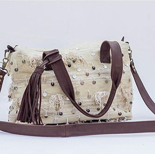 Bag Kilim Handmade Shoulder Leather Hand Handbag Vintage Moroccan Women Bag Kilim Purse Carpet Rug Tote Persian Cross Wool