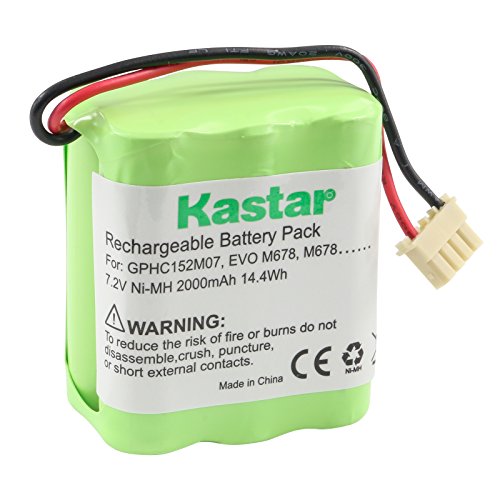 Kastar GPHC152M07 Battery (2 Pack), Ni-MH 7.2V 2000mAh, Replacement for Dirt-Devil GPHC152M07, Mint 4200, M678, EVO M678