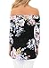 Dokotoo Women Casual Summer Ladies Cotton Floral Print Off Shoulder Tunic Blouses and Tops Black Large