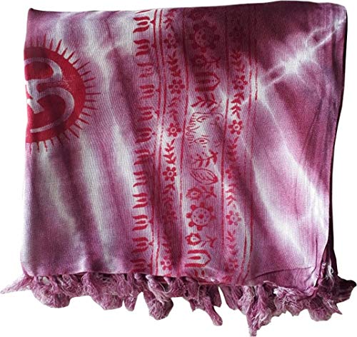 KVR OM AUM Krishna Buddha Ganesha Shiva yoga spiritual auspicious Pooja Hindu Religious Indian prayer scarf (Pink-Om-2) - Thumbnail 6