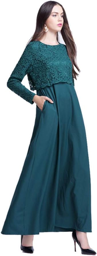 Womens Dress Long Women Muslim Elegant Lace Cocktail Long Sleeve Maxi