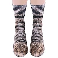 3D Socks Unisex Adult Animal Paw Crew Socks - Sublimated Print (Cat)