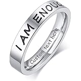 Personalized Custom I Am Enough Inspirational Ring Affirming Band for Women Friendship Gift