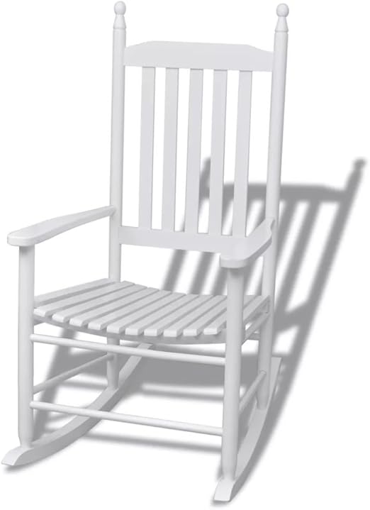 Binzhoueushopping Schaukelstuhl Weiss Aus Holz Mit Geschwungenem Sitz 60 5 X 82 X 114 Cm Schaukelstuhl Fur Garten Amazon De Kuche Haushalt