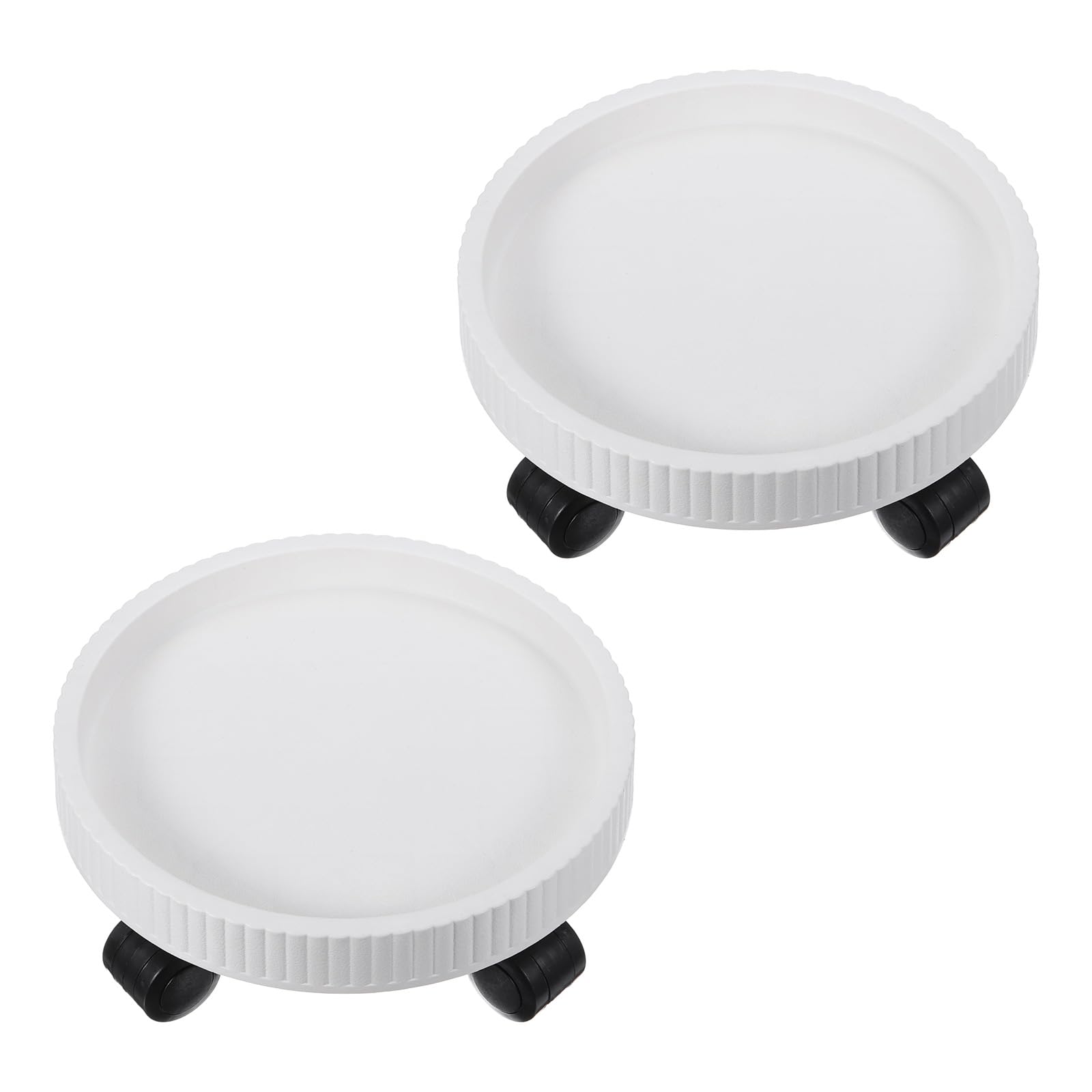 PATIKIL Plant Stand with Wheels, 2 Pack 10 Inch Heavy Plant Roller Base Movable Flower Round Potted Pallet Rolling Planter Caddy for Indoor Outdoor, White