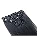 Emosa #1 Jet Black 100% Real Human Hair Luxury Remy Clip in Straight Silky Soft Human Hair Extensions(18inch 7pcs 70g)
