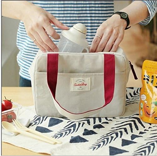 Lunch Bag Portable for Women Men Portable Cooler Waterproof Insulated Pouch Container for Office School Travel Outdoor Handbag Food Storage White with personalized birthday christmas gift card