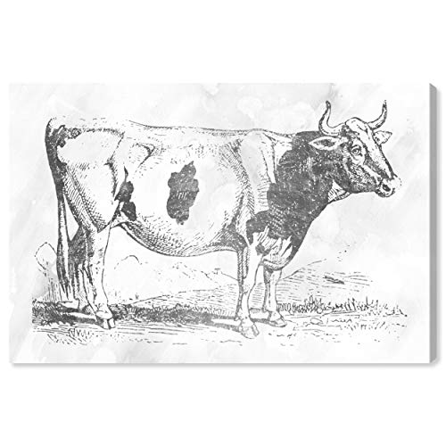 The Oliver Gal Artist Co. Animals Wall Art Canvas Prints 'Cow in silver' Home D…