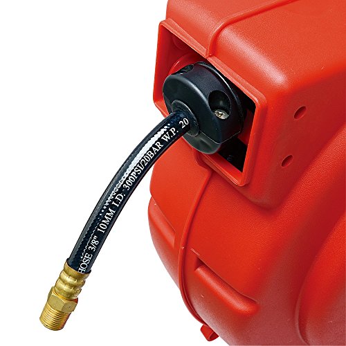 ReelWorks Retractable Air Hose Reel – 1/4" X 65 Ft Hybrid Hose, 300 PSI, Spring-Driven With Swivel Bracket