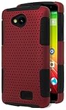 LG Tribute Case, Bastex Heavy Duty Hybrid Protective Case - Soft Black Silicone Cover with Red Protective Mesh Shell Case for LG Tribute LS660