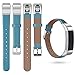 Konikit Fitbit Alta HR and Alta Bands Leather Accessory, Adjustable Replacement Wristband with Metal Connectors for Fitness Band, Blue