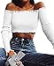 Floral Find Women's Sexy Off Shoulder Crop Tops Strapless Ruffle Casual Slim Tees