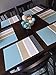 HEBE Placemats Set of 4 for Dining Table Washable Woven Vinyl Placemat Non-Slip Heat Resistant Kitchen Table Mats Wipe Clean Christmas Holiday Placemats,Blue