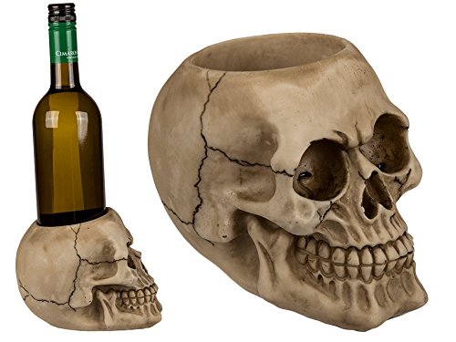 OOTB Skull Bottle Holder, Polyresin, Multi-Colour, 13 x 8 x 15 cm