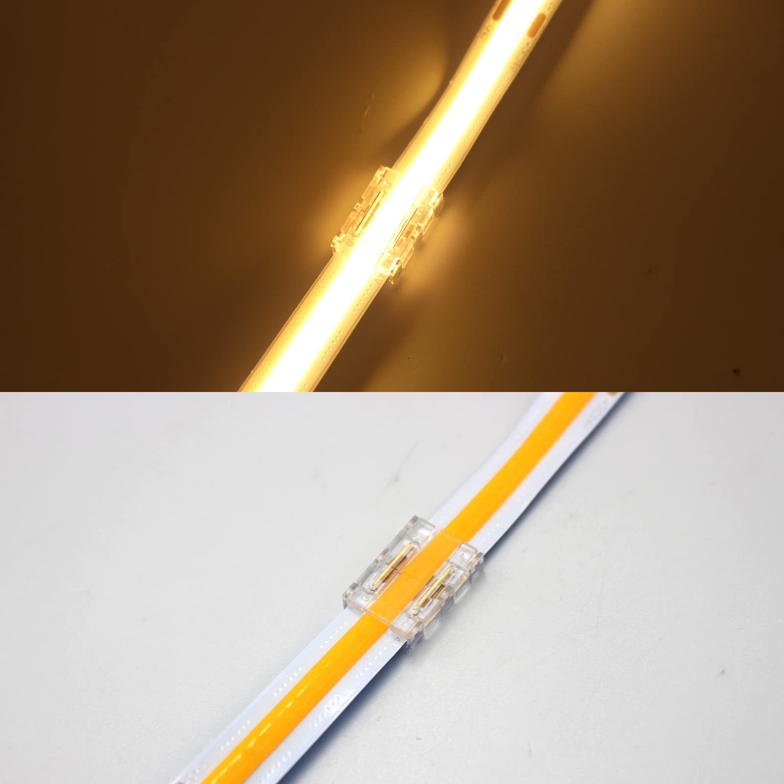 Boarda 10mm COB LED Strip Connectors, 10Pcs Quick Click Connector for 10mm 528 LEDs/m COB LED Strip Lights
