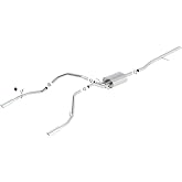 BORLA 140537 Cat-Back Perf. Exhaust Sys. for '14-'18 Chevrolet Silverado 1500/ GMC Sierra 1500/ '19 Silverado &amp; Sierra 1500 LD ONLY V8 T-304 Stainless ATAK Dual Split Rear Exit 4" Rnd. Chrome Tips