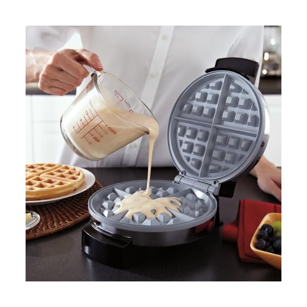 Oster Titanium Infused DuraCeramic Belgian Waffle Maker, Chrome