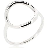 SOVATS 925 Sterling Silver Open Circle Ring for Women – Rhodium Plated, Minimalist Stackable Design, Nickel-Free Jewelry