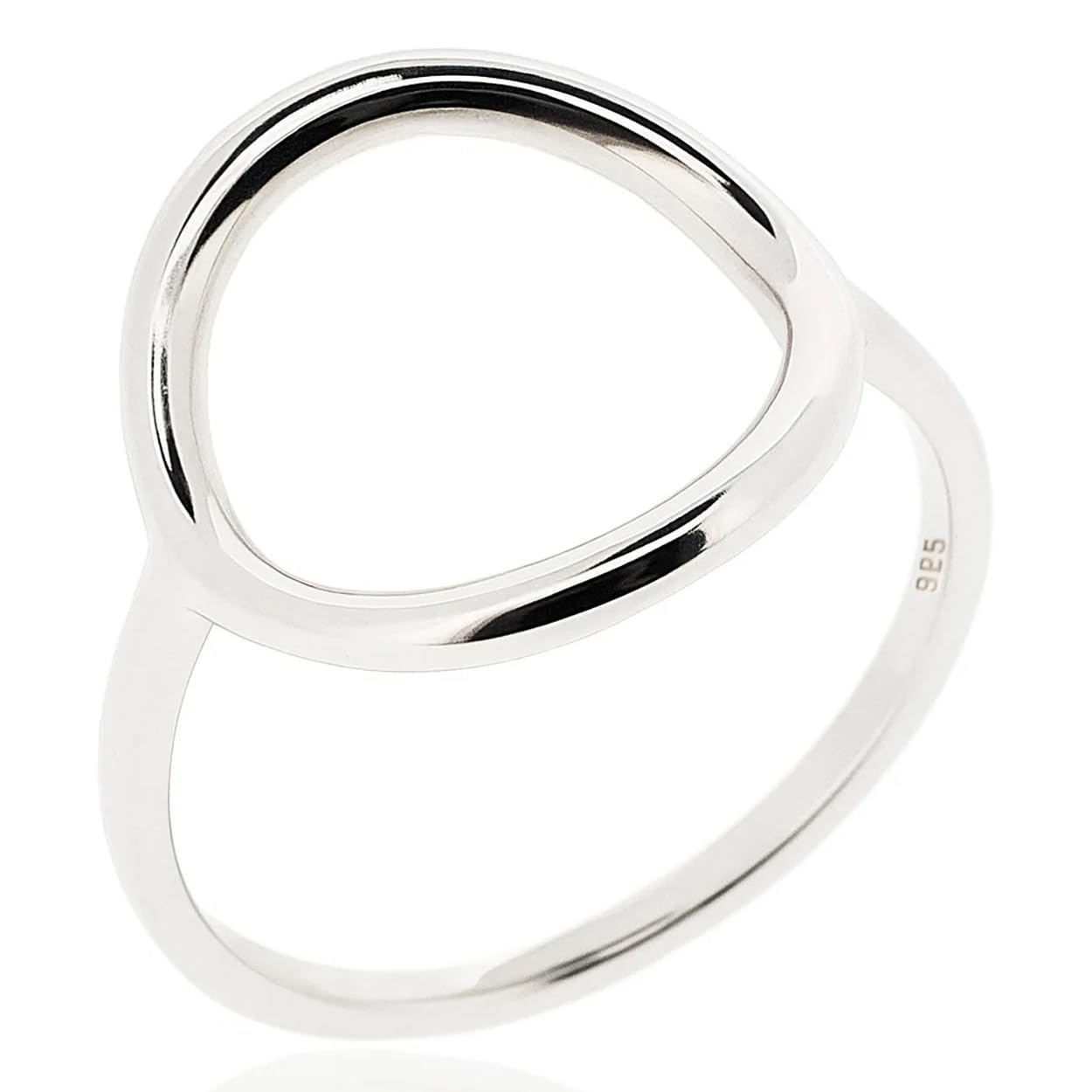 Sovats 925 Sterling Silver Open Circle Ring for Women – Rhodium Plated, Minimalist Stackable Design, Nickel-Free Jewelry, Size L 1/2
