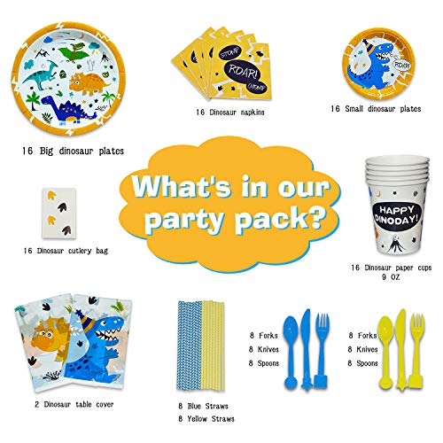 WERNNSAI Dinosaurier Geschirr Set - Partyzubehör für Jungs Kinder Geburtstag Baby Shower EnthältTischdecke Servietten… – Bild 3