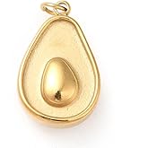 Clotiry 10Pcs Stainless Steel Avocado Pendants Golden Imitation Fruit charms with Jump Ring for Necklace Bracelet Jewelry Making