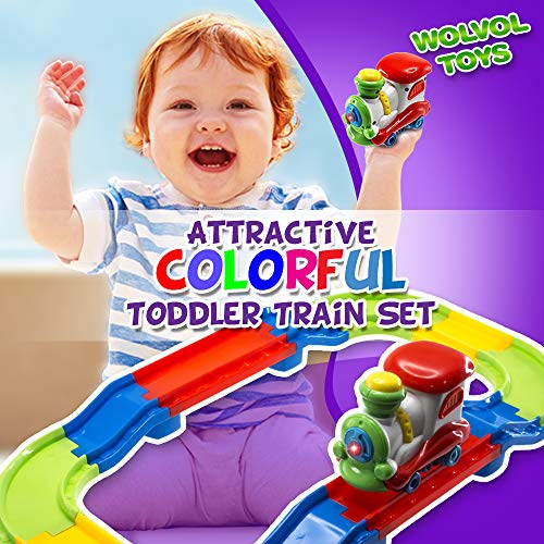 WolVol Attractive Colorful Toddler Train Set with Lights and Sound, Easy Tracks Assembly, Train Goes Around by It Self