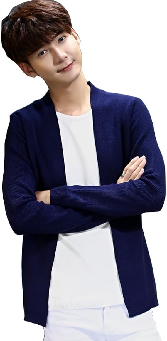 カーディガン メンズ 長袖 秋冬 ショート 無地 着回し カジュアル ストレッチ レッド ブルー ブラック Xl ブルー カーディガン 通販 Amazon