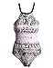 Surenow Women's One Piece High Neck Cut Out Bikini Bathing Suits Retro Swimwear