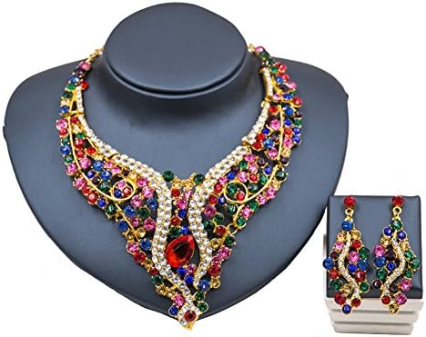 LAN PALACE african beads jewelry set for wedding nigerian jewelry set for women necklace and earrings six colors (Multi)