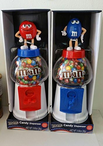 2 pcs of M&M CANDY DISPENSER RED WHITE BLUE AMERICANA GUM BALL STYLE