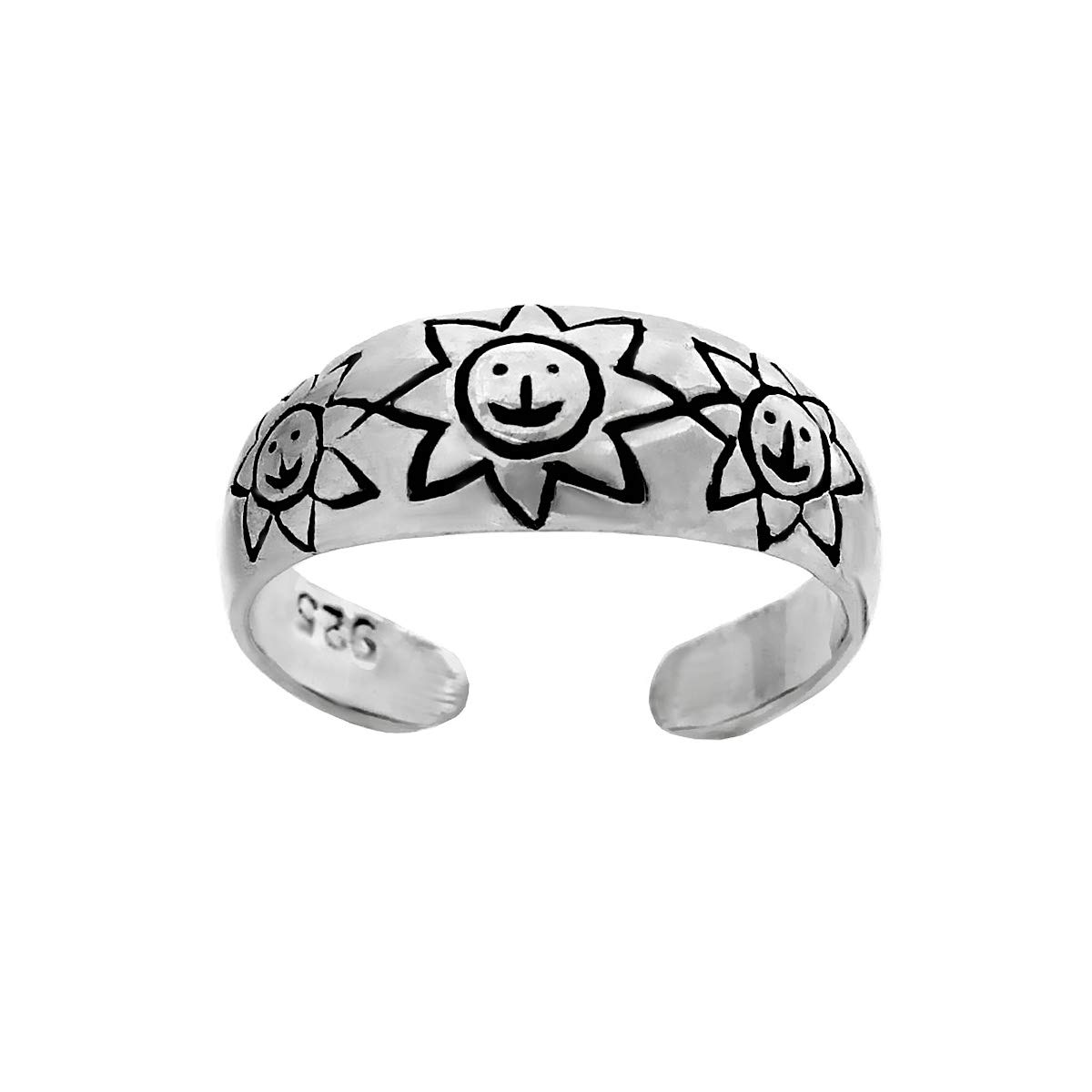 NKlaus 925 Sterling Silver Celtic Gothic Toe Ring Three Radiant Suns 7207