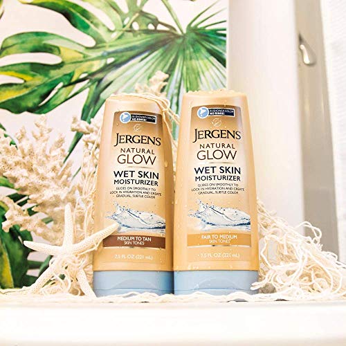 Jergens Natural Glow Inshower Moisturizer, Self Tanner, Medium to Tan