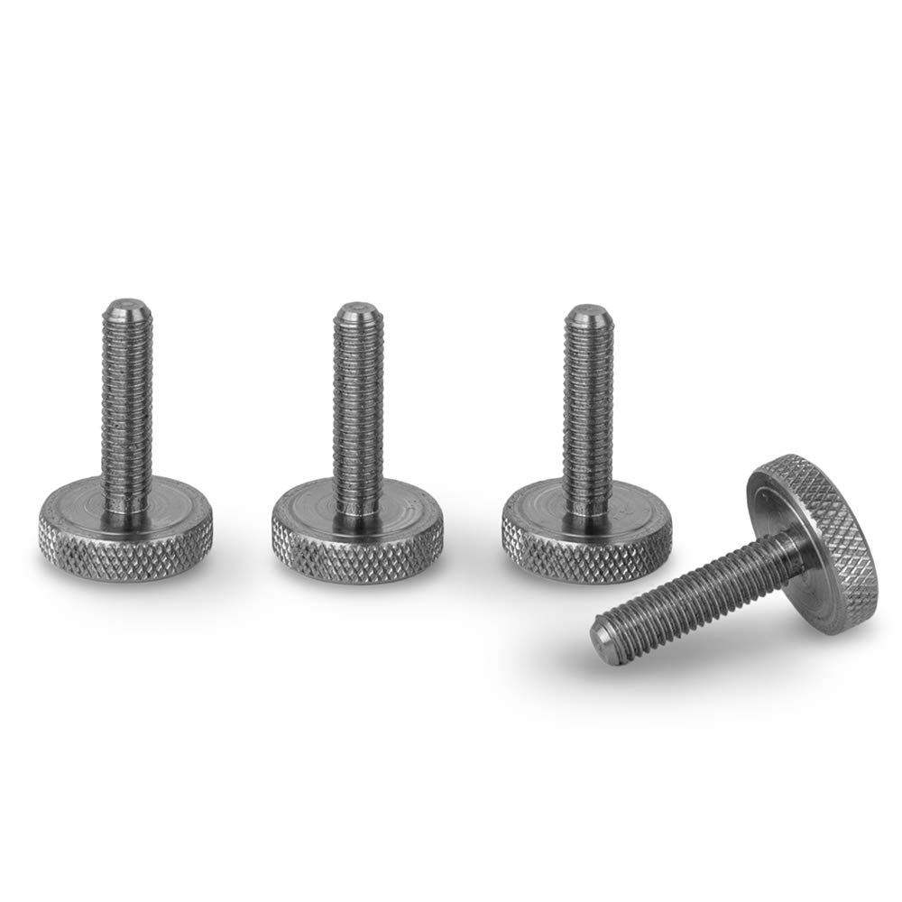 PrecisionGeek® M5 × 20 mm Knurled Screws – Stainless Steel – Flat Head – Ø16 mm Head – Thumb Screws for Metal, Wood, Acrylic, Machinery & Enclosures – Set of 4
