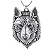 Paw Paw House Mens Wolf Head Necklace Pendant for Dog Lover Men Norse Viking Warrior Arrow Headed Amulet Jewelry (04043)
