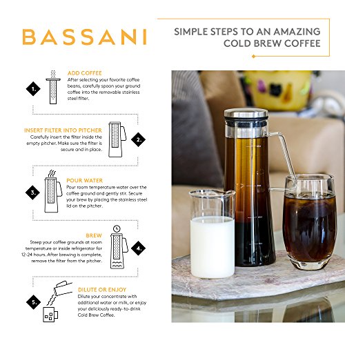 Airtight Cold Brew Iced Coffee Maker and Tea Infuser with Spout