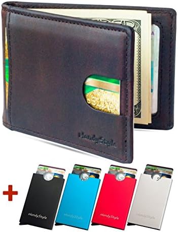 Slim Leather Wallet with Money Clip | Small Wallet for Men | Mens Leather Bifold | Minimalist RFID Blocking ID Front Pocket wallet | Credit Card Holder