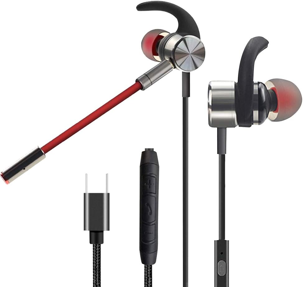 SIZIMA Voice Changer Earphones Gaming Headset, USB Type C Wired Noice Cancelling Earbuds with Dual Mic, In-Ear Monitor Headphones for Podcast Karaoke Huawei Google Pixel Samsung