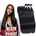 Brazilian Straight Hair with Closure 3 Bundles 8A Remy Hair Weave with 4X4 Closure Unprocessed Virgin Human Hair Bundles With Lace Closure Natural Color (22 24 26 with 20, Three Part)