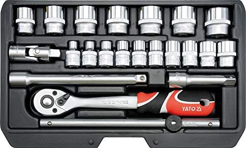 The Yato yt-Socket 3/8 38561-set 22pcs, Black/Red
