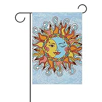 ColourLife Garden Flag Vintage Magic Sun and Moon Blue Seasonal Holiday Yard House Flag Banner 28 x 40 inches Decorative Flag for Home Indoor Outdoor Decor