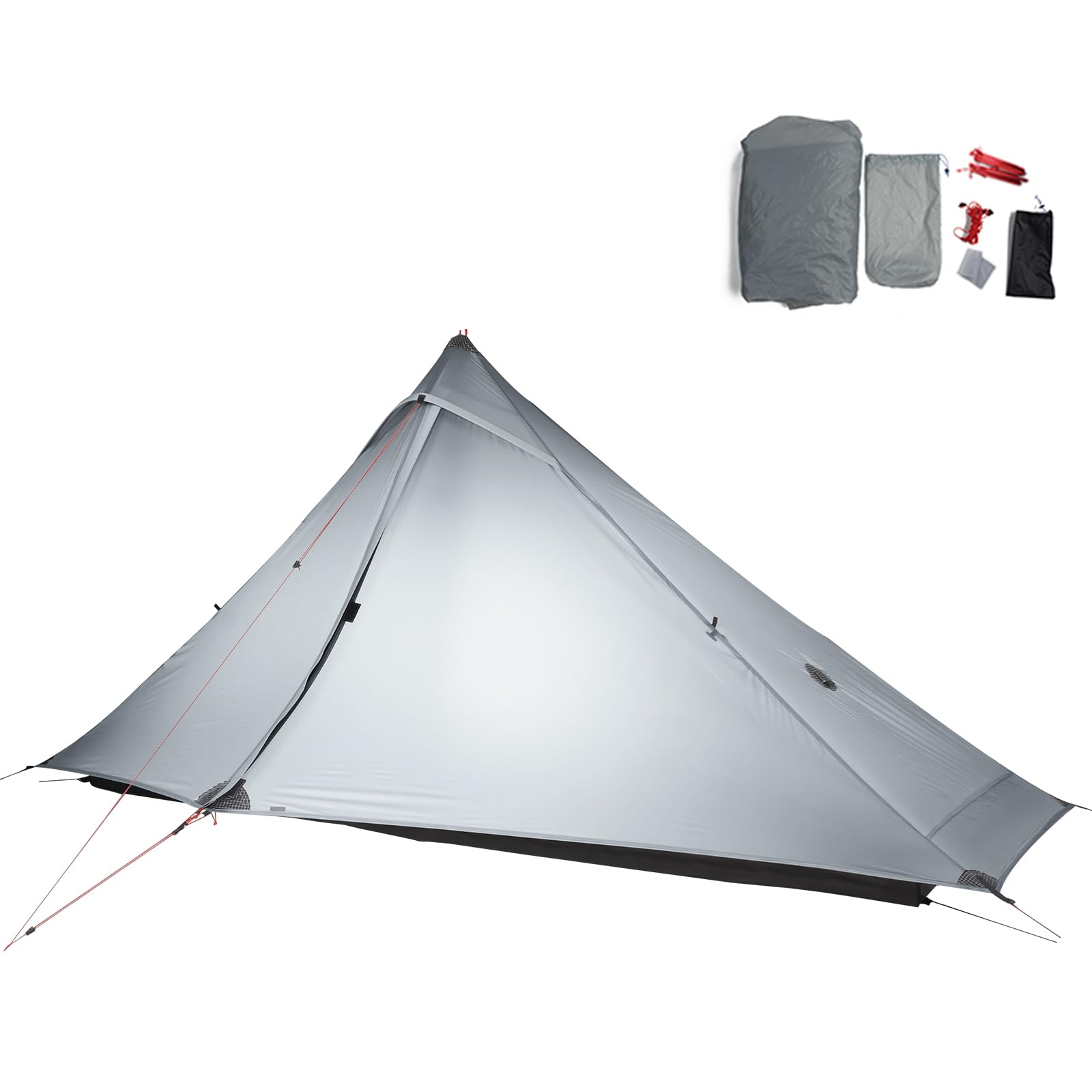 Telomat 3FULGEAR Lanshan1 Pro Outdoor Ultralight Camping Tent for 1 Person 3/4 Season Professional 20D Nylon Double Sided Silicone Tent, Camping, Trekking, Kayaking, Climbing, Hiking (Grey 4 season)