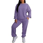 Nimsruc Two Piece Outfits For Women Sweatsuits Sets Casual Long Sleeve Pullover Pocket Jogging Suits Matching Clothing