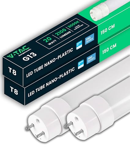 V-TAC LED 2x tube 150 cm - T8 - G13 socket 20W - 2100 lumens - Samsung chip - LED tubes for ceiling, wall, garage, shop - T8 tube - replacement for neon tubes - light 3000K warm white