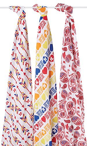 Aden+Anais Red special edition organic designer swaddles (3-pack)