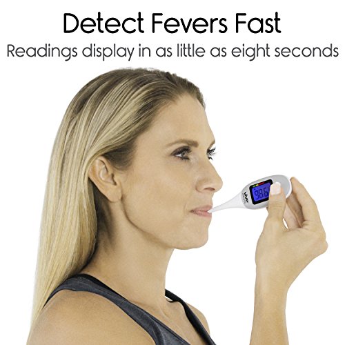 Vive Precision Digital Oral Thermometer - Large Display Axillary Temperature Fever Checker - Fast, Quick Reading, Accurate, Waterproof Electronic Basal Monitor - Medical Temp Detector - Babies, Adults