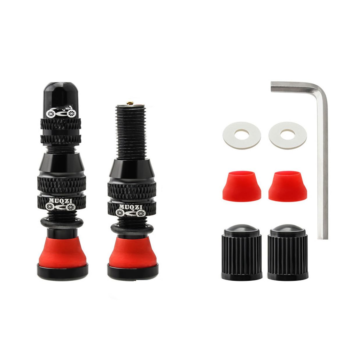 HOUSON 2PCS Bicycle Tubeless Valves, Bicycle Valve Adapter Bicycle Valve Extension American Valve Tubeless Presta Valve Stem 40mm