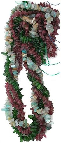 3 Strand LOT of Genuine Gemstone Chips Nugget Beads - Tourmaline, Peruvian Blue Opal and Chrome Diopside