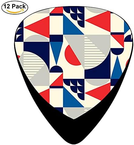 Pimalico Classic Colorful Geometric Patterns Design Picks (12 Pack, ) for Electric Guitar, Acoustic Guitar, Mandolin, and Bass / Black